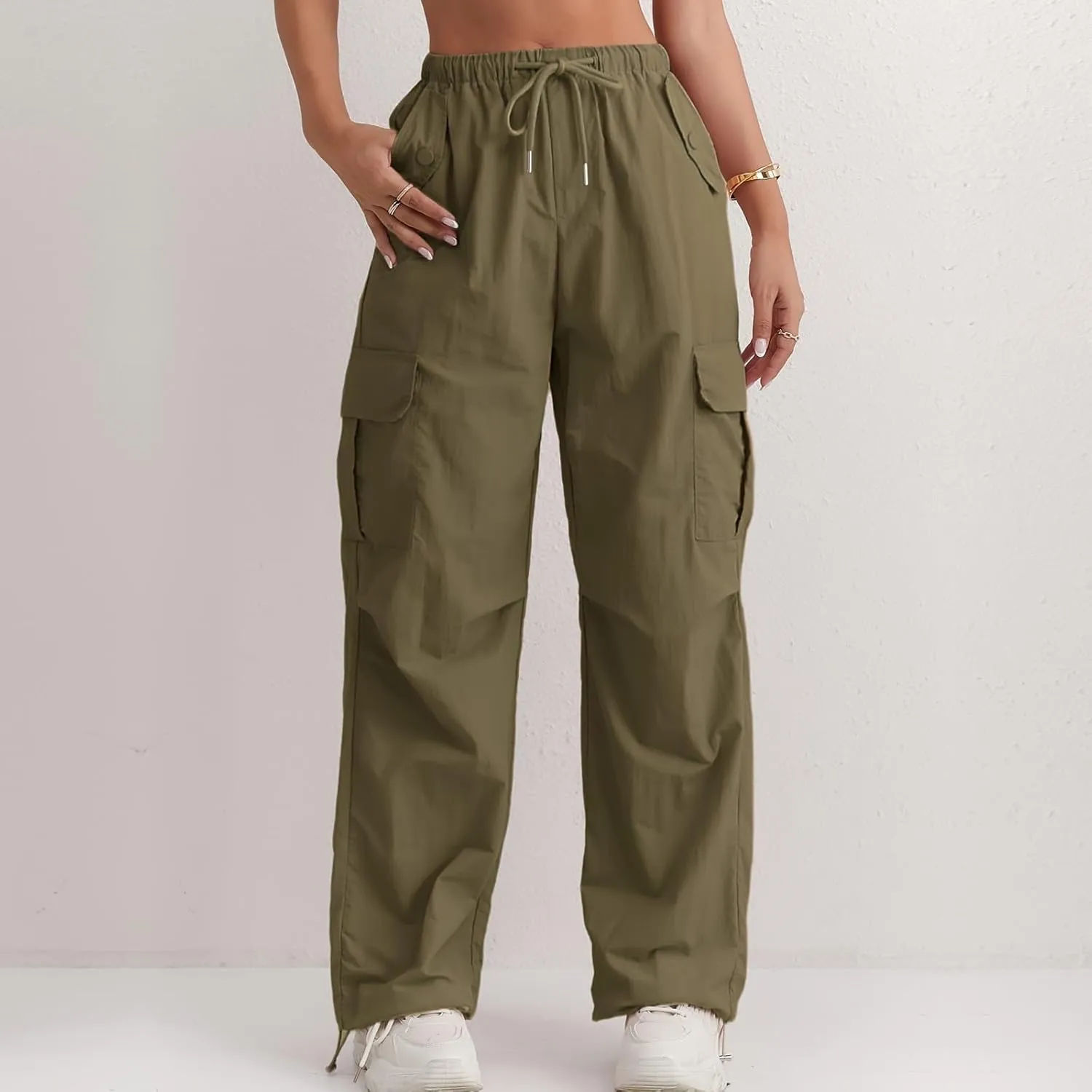 Women's Casual Waist Drawstring Pocket Work Dressy Loose Fit Fashion Pants