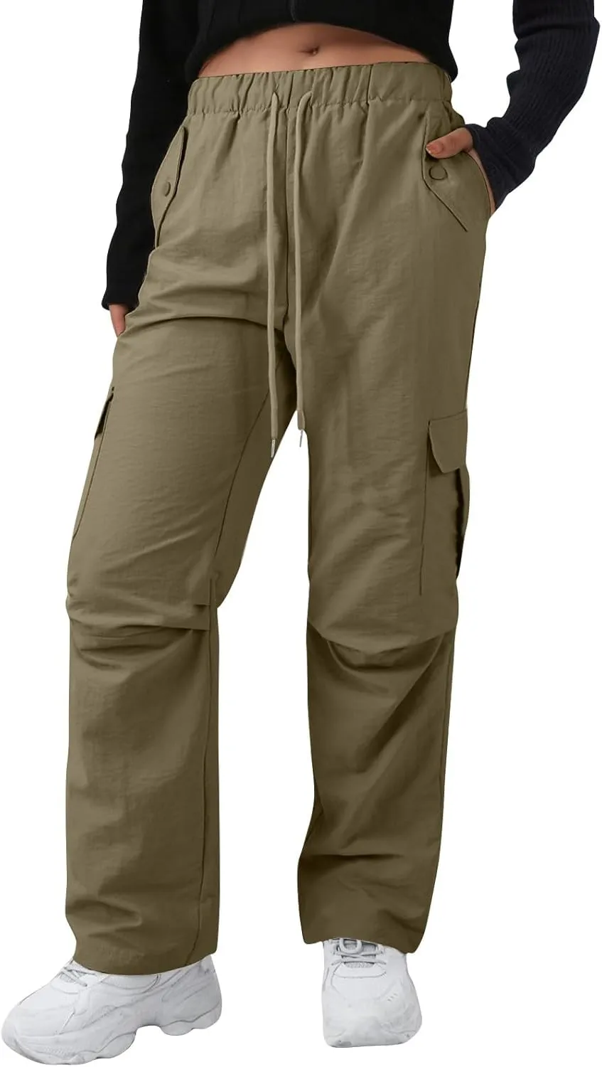 Women's Casual Waist Drawstring Pocket Work Dressy Loose Fit Fashion Pants