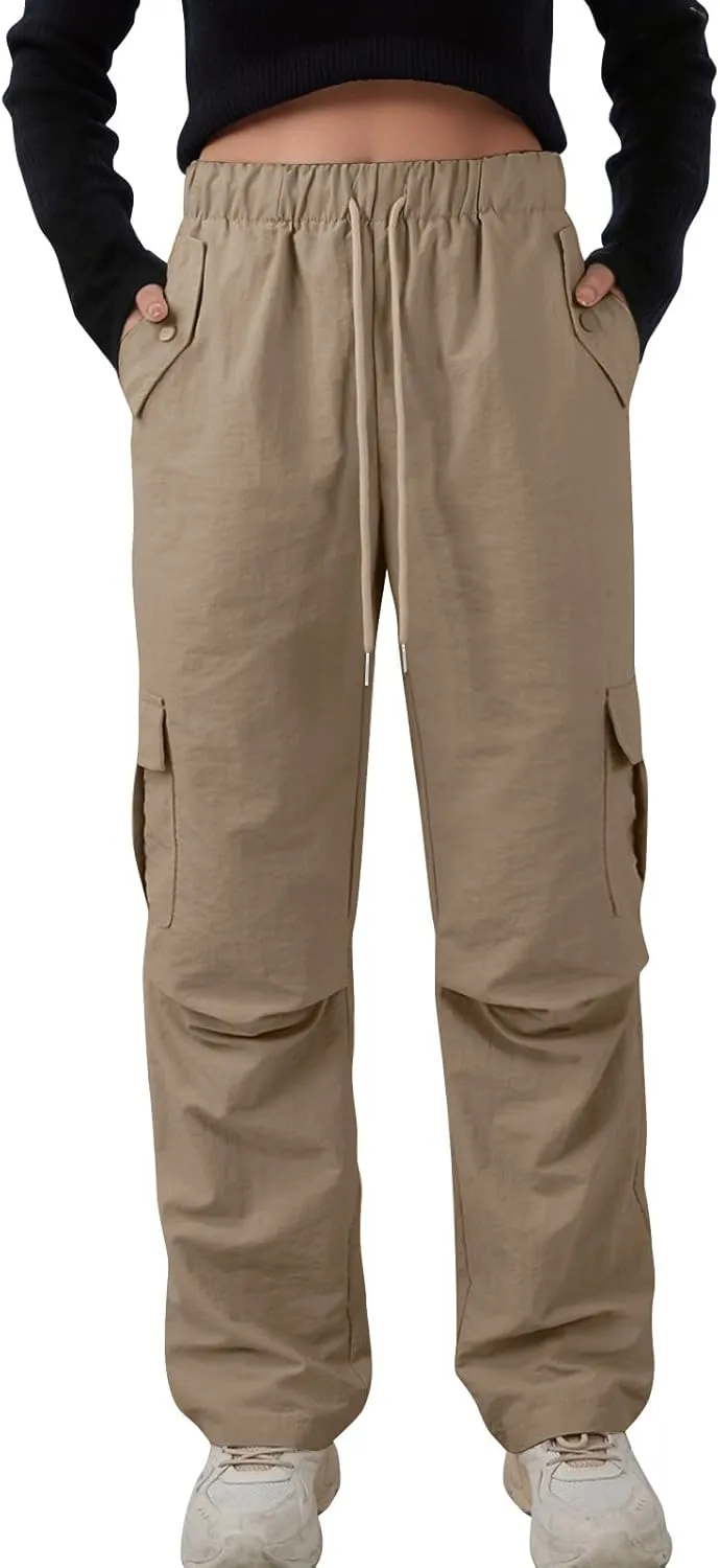 Women's Casual Waist Drawstring Pocket Work Dressy Loose Fit Fashion Pants