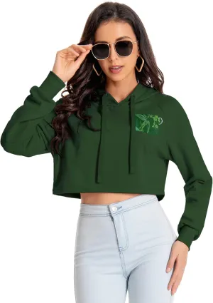 Women's Cropped Hoodie Long Sleeves Crop Top Sweatshirt with Hooded, 2024 Trendy Y2K Hoodies for Women Navel Exposed