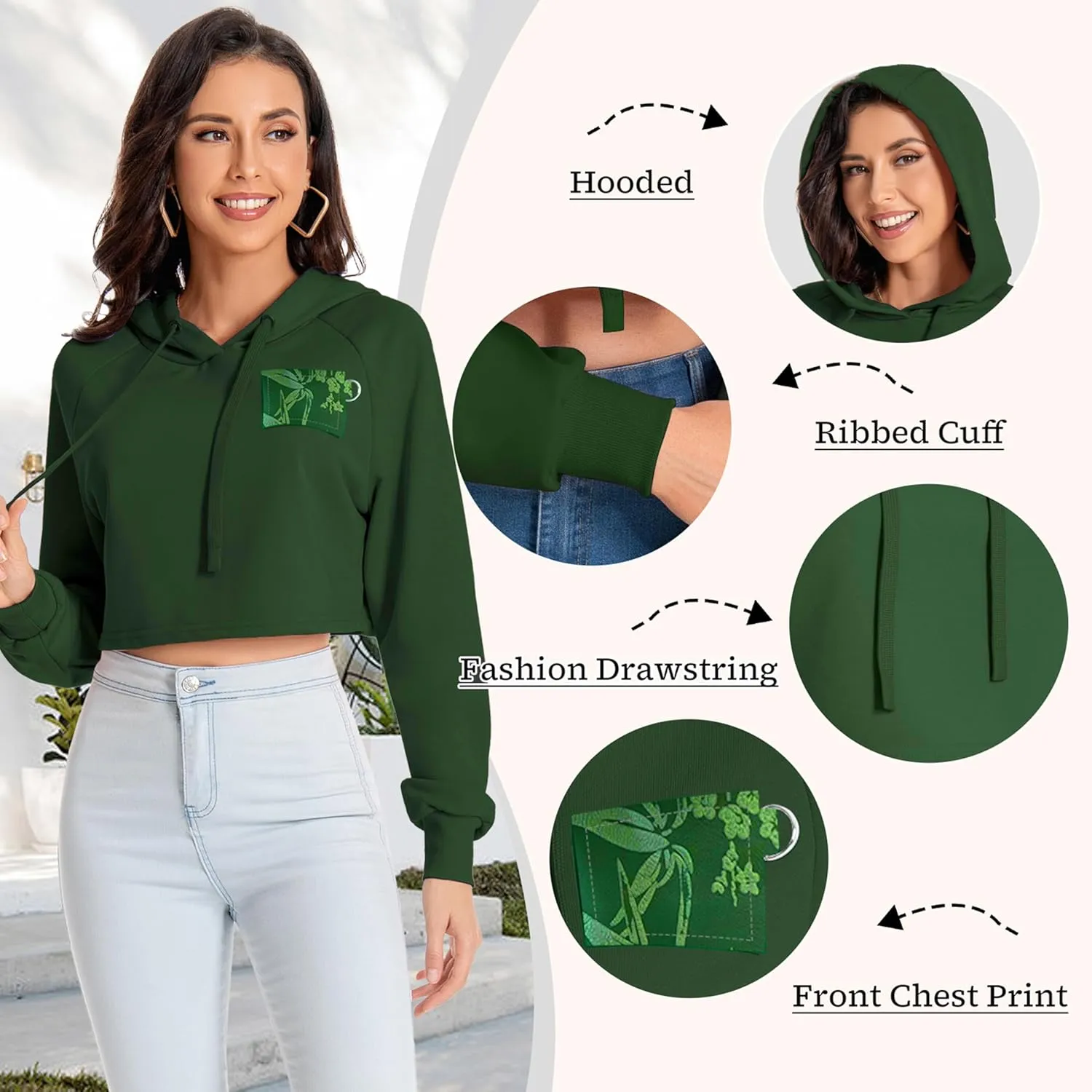 Women's Cropped Hoodie Long Sleeves Crop Top Sweatshirt with Hooded, 2024 Trendy Y2K Hoodies for Women Navel Exposed