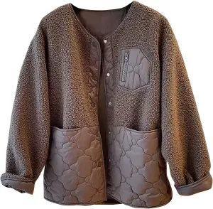 Women's Down Jackets Lapel Buttons Closed Casual Puffer Jacket Coat Cozy Lightweight Long Sleeve Floral Fuzzy Outwear