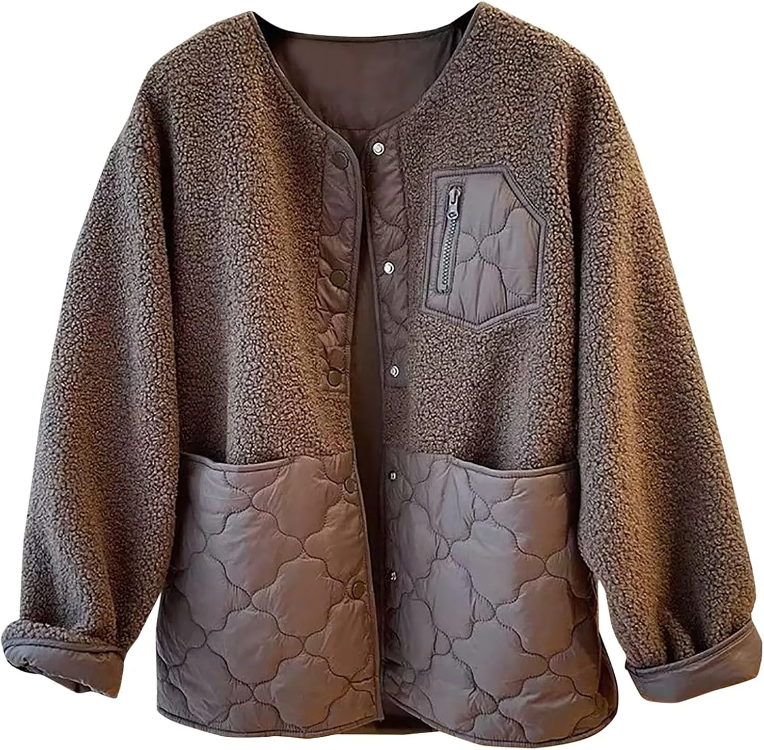 Women's Down Jackets Lapel Buttons Closed Casual Puffer Jacket Coat Cozy Lightweight Long Sleeve Floral Fuzzy Outwear