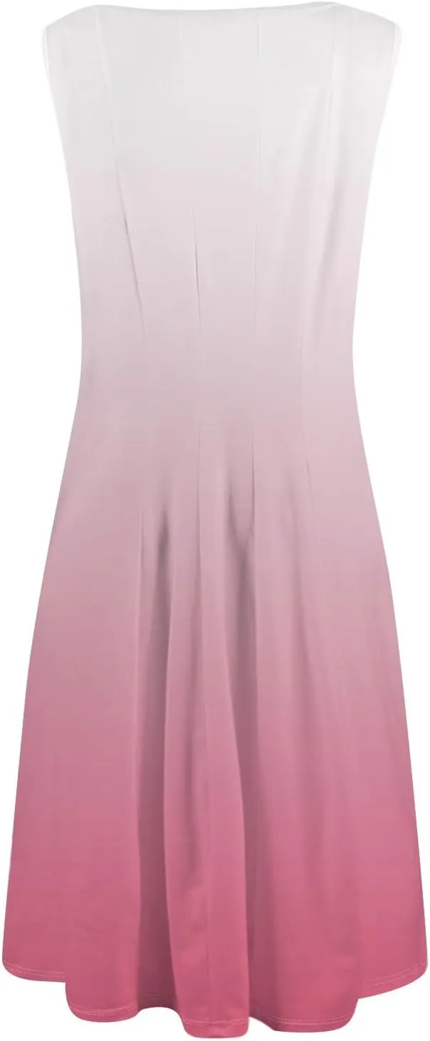 Women's Dresses Summer Tank Dress Cute Sundress Highwaisted Sleeveless Floral Dress Fashion Ruched Dresses with Pocket