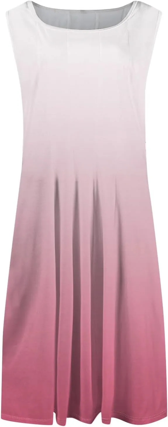 Women's Dresses Summer Tank Dress Cute Sundress Highwaisted Sleeveless Floral Dress Fashion Ruched Dresses with Pocket