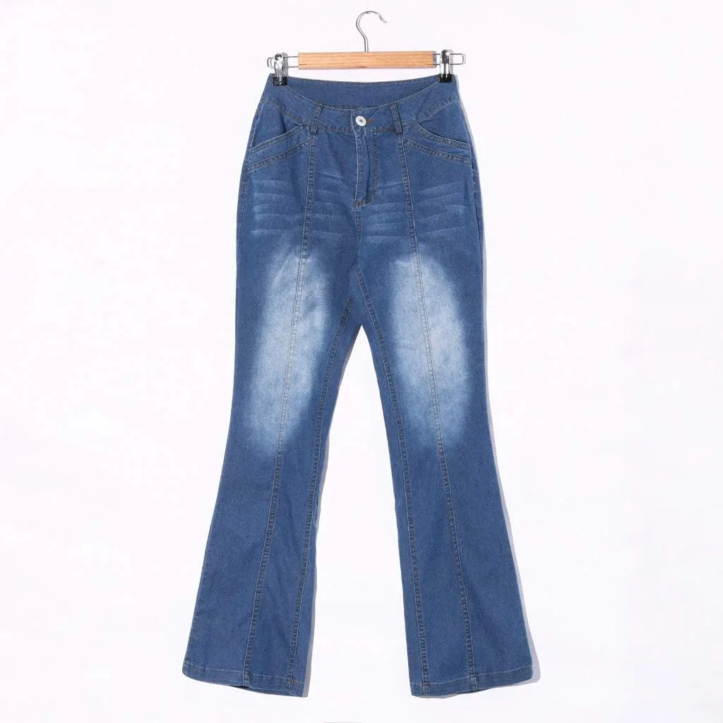 Womens Flare Jeans High Waisted Wide Leg Baggy Jeans Distressed Stretch Denim Pants Baggy Bell Bottom Jeans