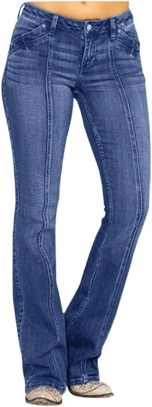 Womens Flare Jeans High Waisted Wide Leg Baggy Jeans Distressed Stretch Denim Pants Baggy Bell Bottom Jeans