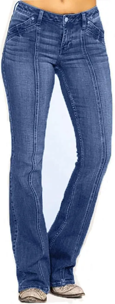 Womens Flare Jeans High Waisted Wide Leg Baggy Jeans Distressed Stretch Denim Pants Baggy Bell Bottom Jeans