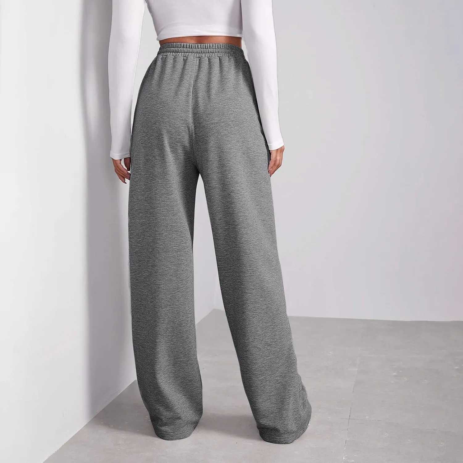 Women's Fleece Sweatpants Wide Leg Straight Loose Fit Dressy Casual Fashion Pants