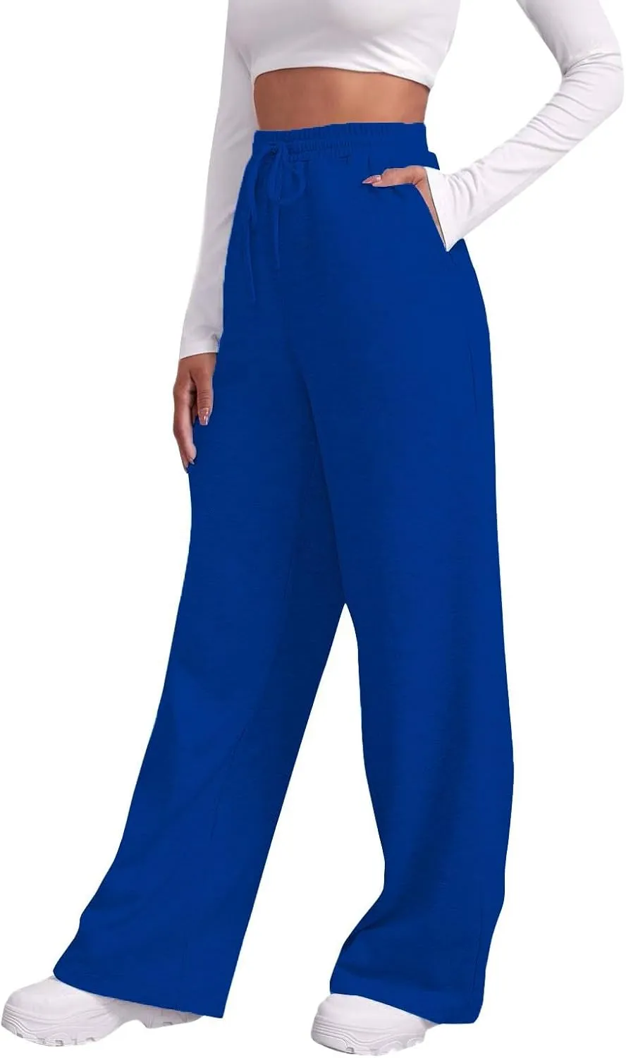Women's Fleece Sweatpants Wide Leg Straight Loose Fit Dressy Casual Fashion Pants