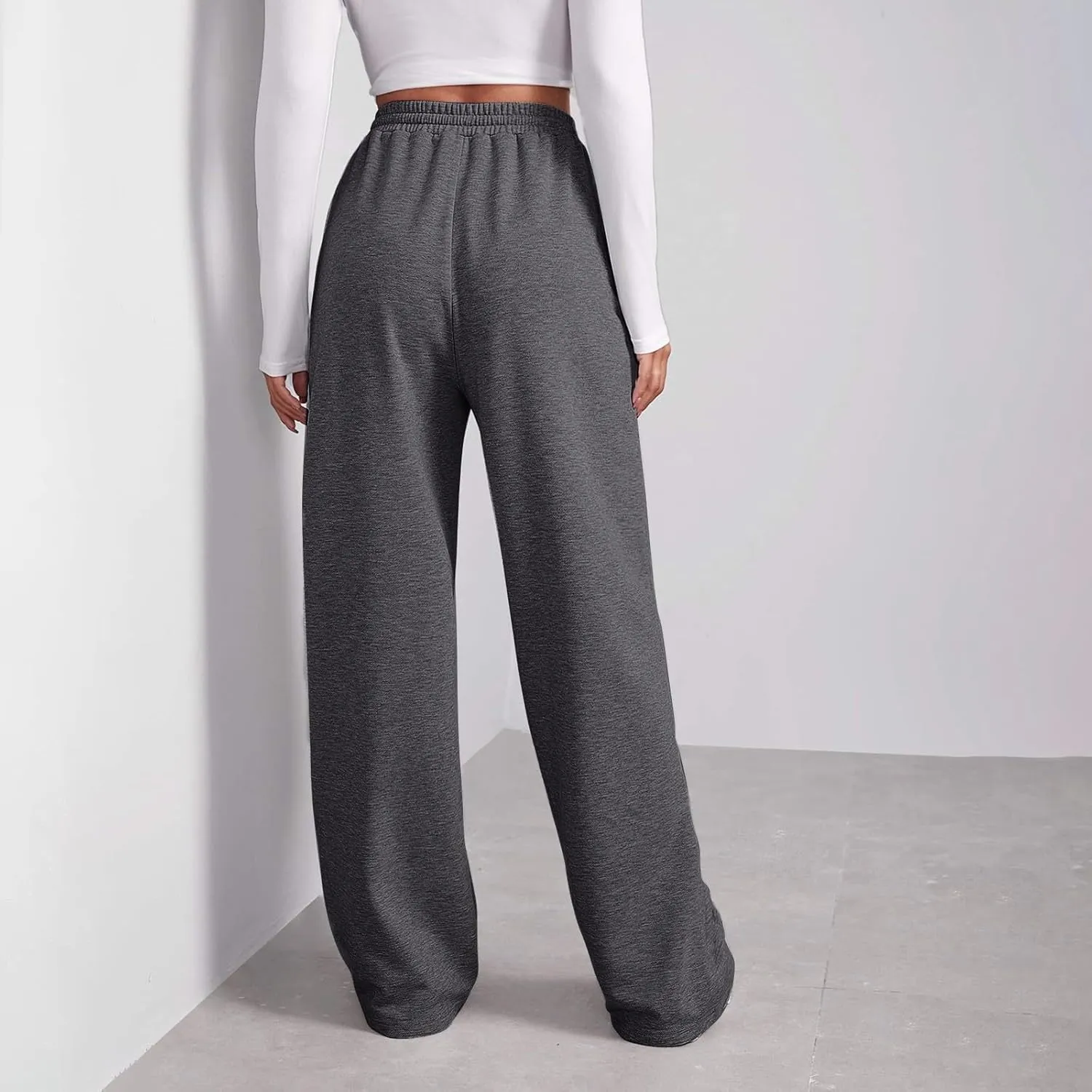 Women's Fleece Sweatpants Wide Leg Straight Loose Fit Dressy Casual Fashion Pants
