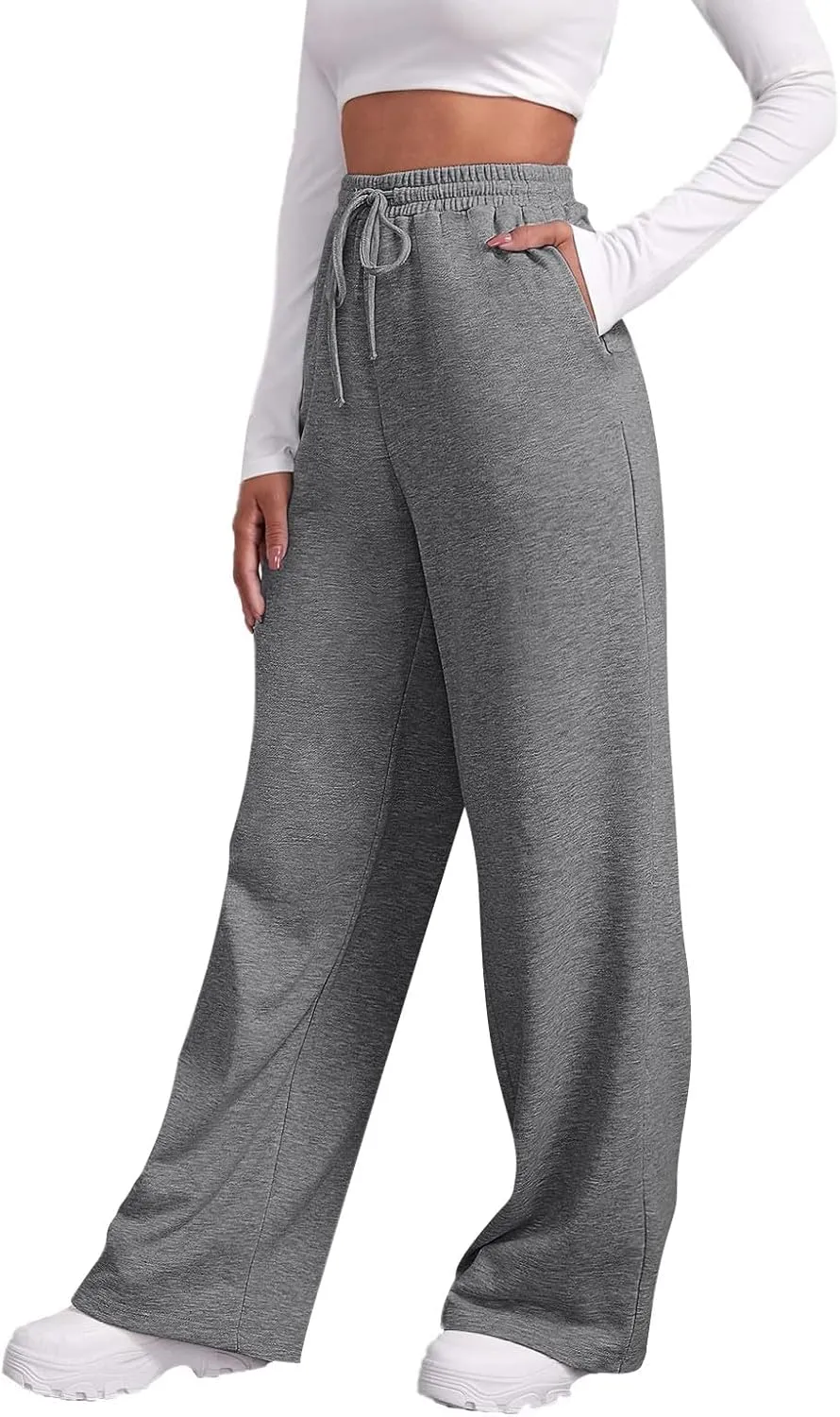 Women's Fleece Sweatpants Wide Leg Straight Loose Fit Dressy Casual Fashion Pants