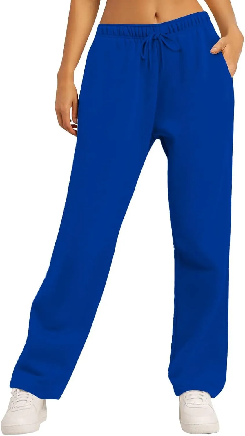 Women's Fleece Sweatpants Wide Leg Straight Loose Fit Dressy Casual Fashion Pants