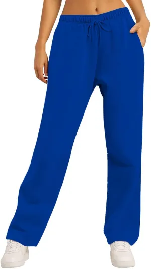 Women's Fleece Sweatpants Wide Leg Straight Loose Fit Dressy Casual Fashion Pants