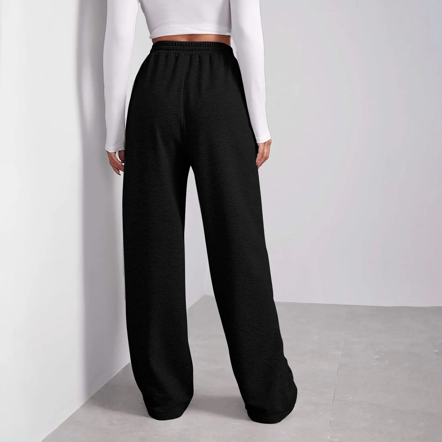 Women's Fleece Sweatpants Wide Leg Straight Loose Fit Dressy Casual Fashion Pants
