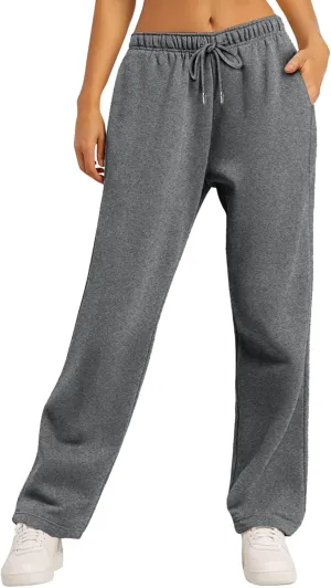 Women's Fleece Sweatpants Wide Leg Straight Loose Fit Dressy Casual Fashion Pants