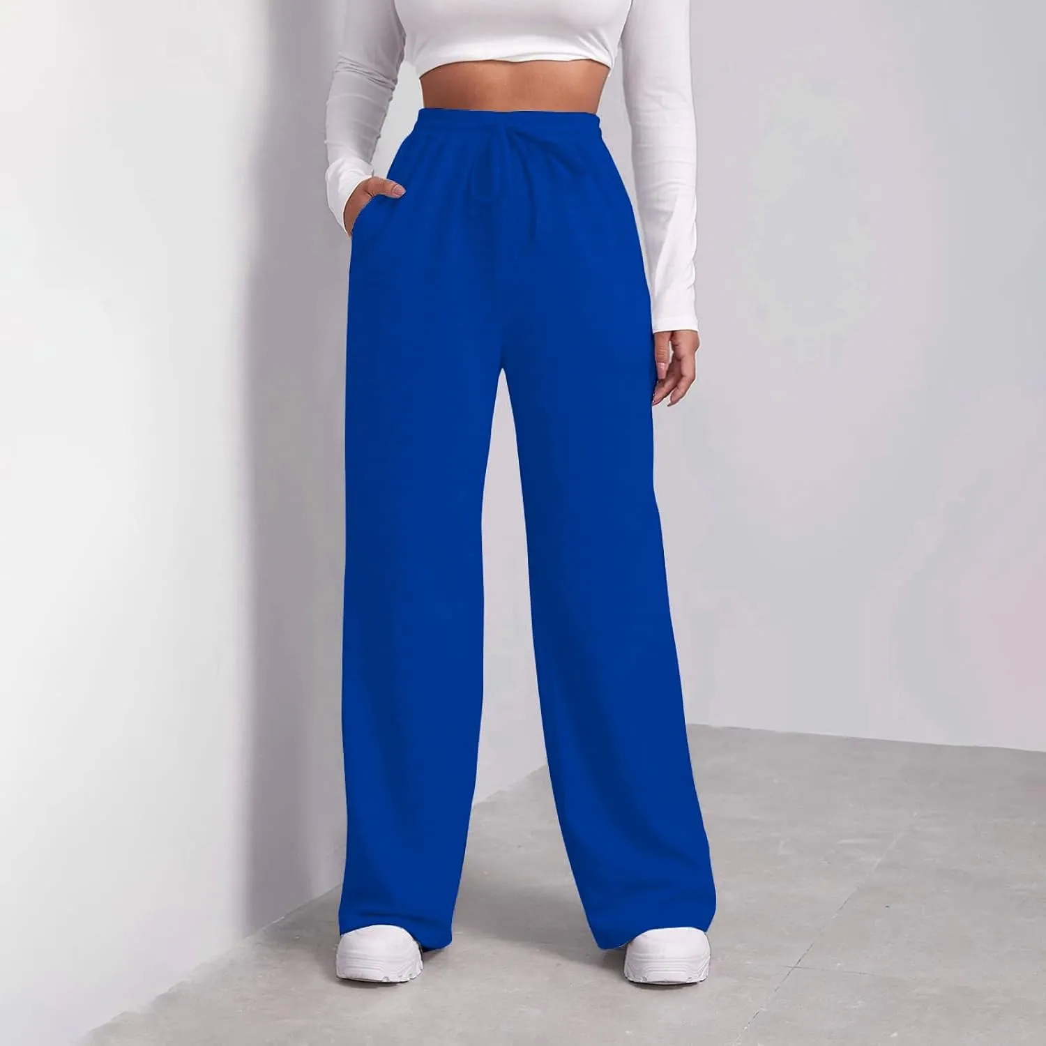 Women's Fleece Sweatpants Wide Leg Straight Loose Fit Dressy Casual Fashion Pants