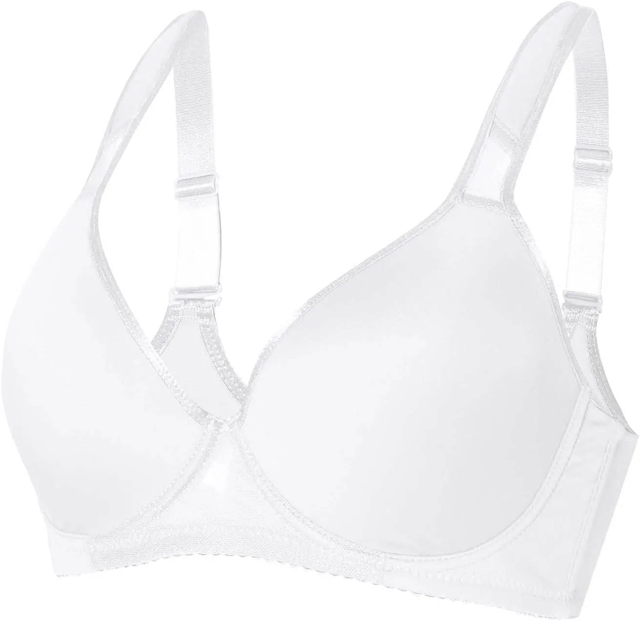 Women's Full Coverage Front Closure Posture Back Unpadded Sports Bra Wirefree Everyday Bra -Comfort and Double Support