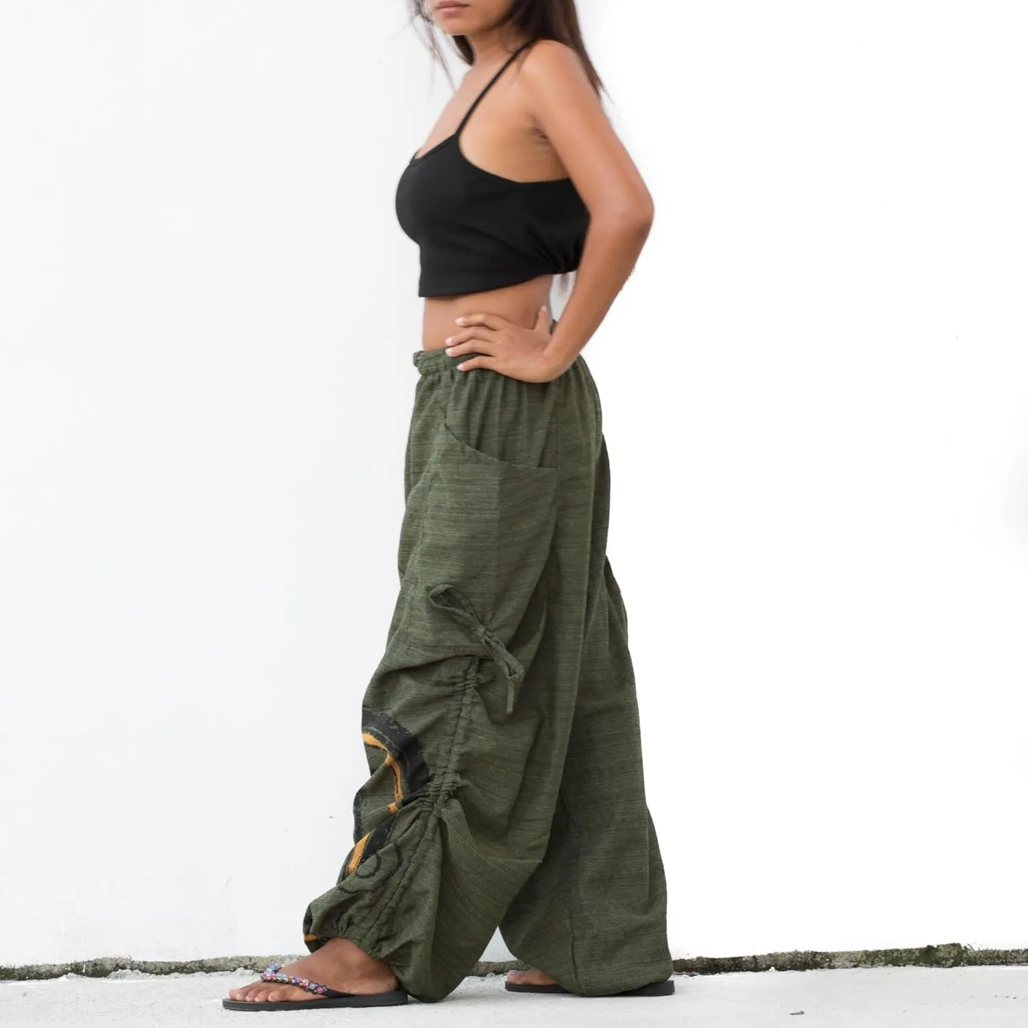 Women's Harem Cotton Pants Loose Fit Yoga Spiral Print Pants with Pockets