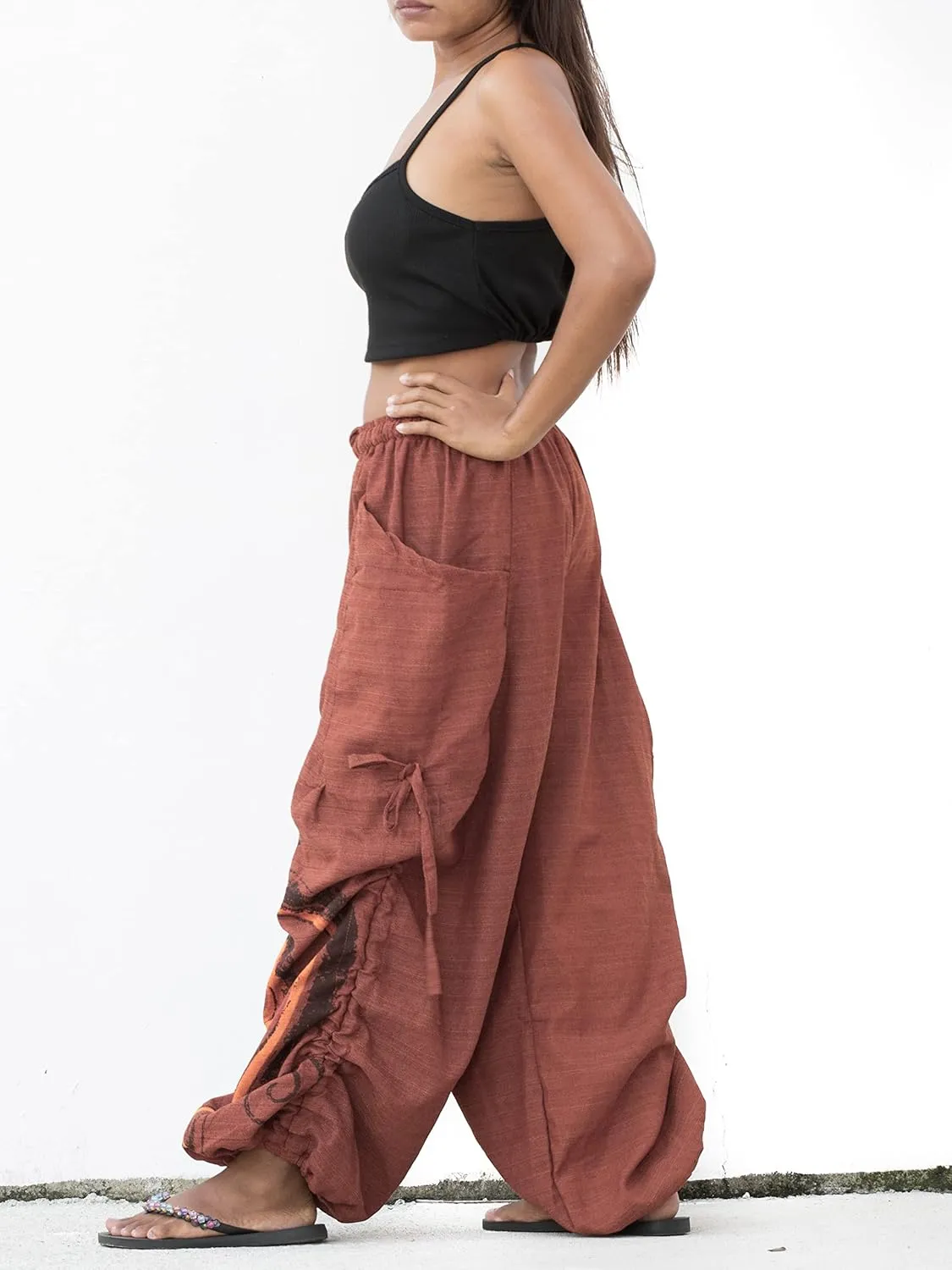 Women's Harem Cotton Pants Loose Fit Yoga Spiral Print Pants with Pockets