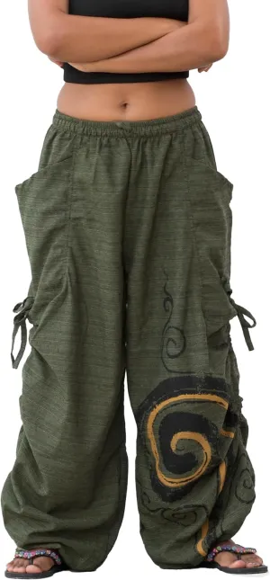 Women's Harem Cotton Pants Loose Fit Yoga Spiral Print Pants with Pockets