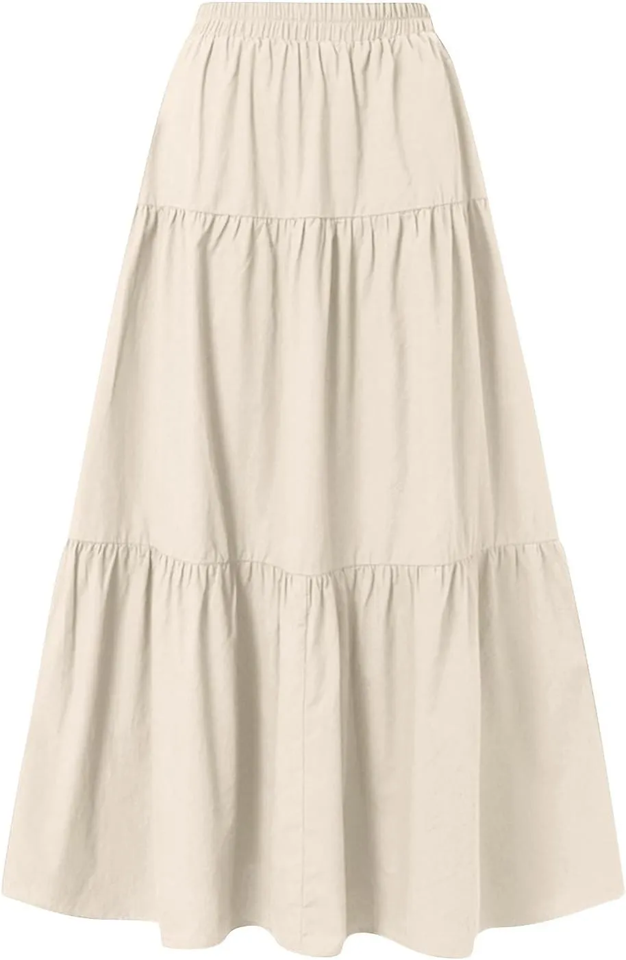 Womens High Waisted Basic Maxi Skirts 2025 Pleated Elastic Waist A-Line Skirt Trendy Summer Flowy Swing Long Skirts