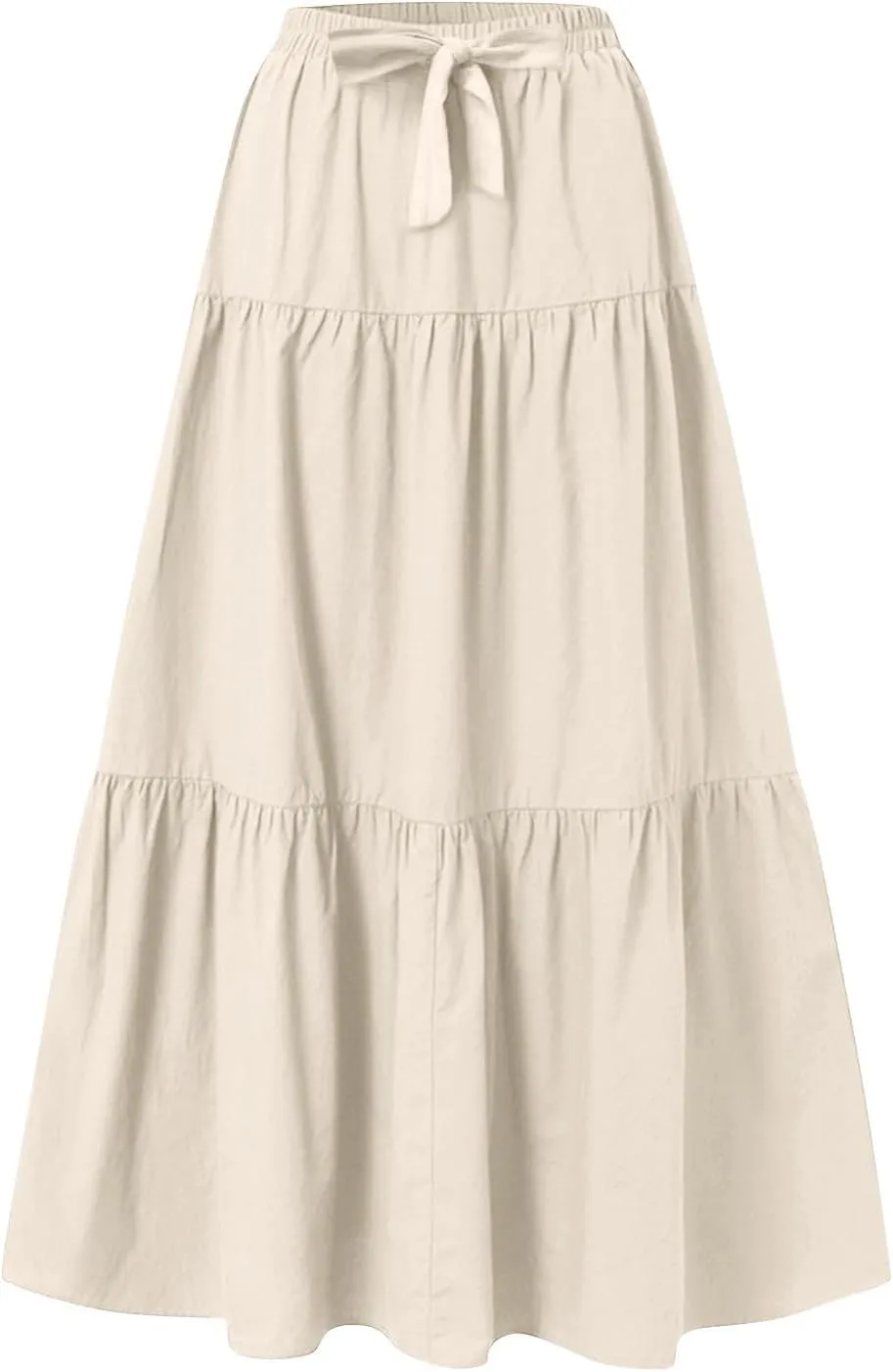 Womens High Waisted Basic Maxi Skirts 2025 Pleated Elastic Waist A-Line Skirt Trendy Summer Flowy Swing Long Skirts