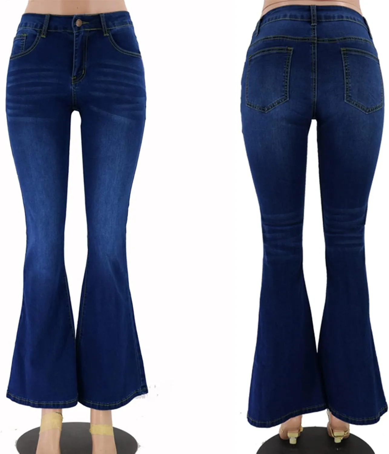 Women's High Waisted Curvy Bootcut Jeans Flare Wide Leg Stretch Trendy Denin Jeans