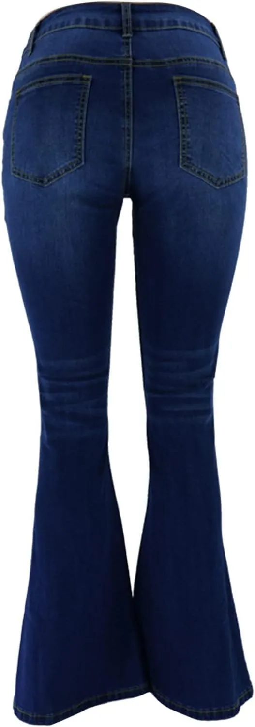 Women's High Waisted Curvy Bootcut Jeans Flare Wide Leg Stretch Trendy Denin Jeans