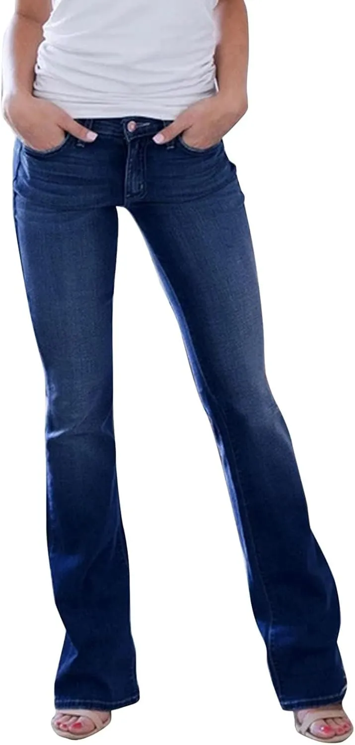 Women's High Waisted Curvy Bootcut Jeans Flare Wide Leg Stretch Trendy Denin Jeans