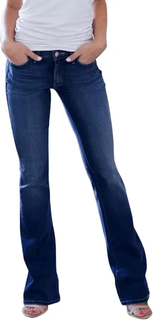 Women's High Waisted Curvy Bootcut Jeans Flare Wide Leg Stretch Trendy Denin Jeans