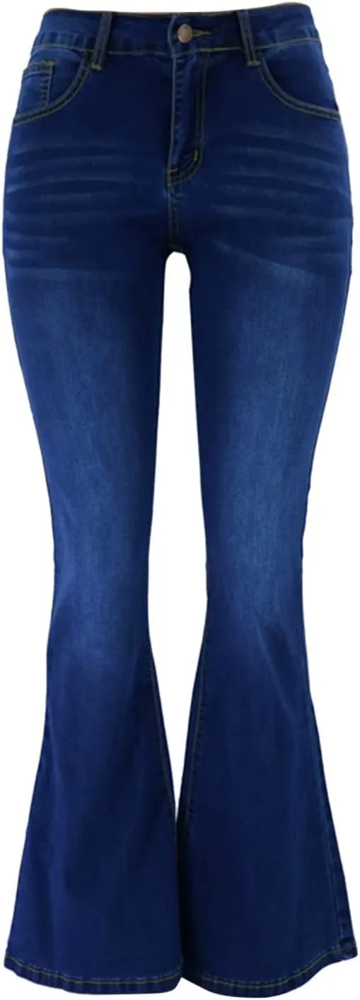 Women's High Waisted Curvy Bootcut Jeans Flare Wide Leg Stretch Trendy Denin Jeans