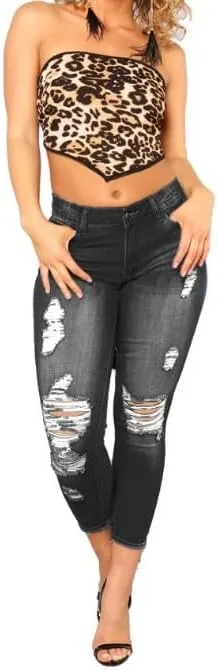 Women's High Waisted Jeans Retro Ripped Jeans Slim Fit Butt Lifting Skinny Stretch Jeans Denim Pants