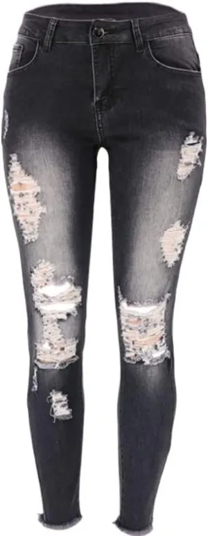 Women's High Waisted Jeans Retro Ripped Jeans Slim Fit Butt Lifting Skinny Stretch Jeans Denim Pants