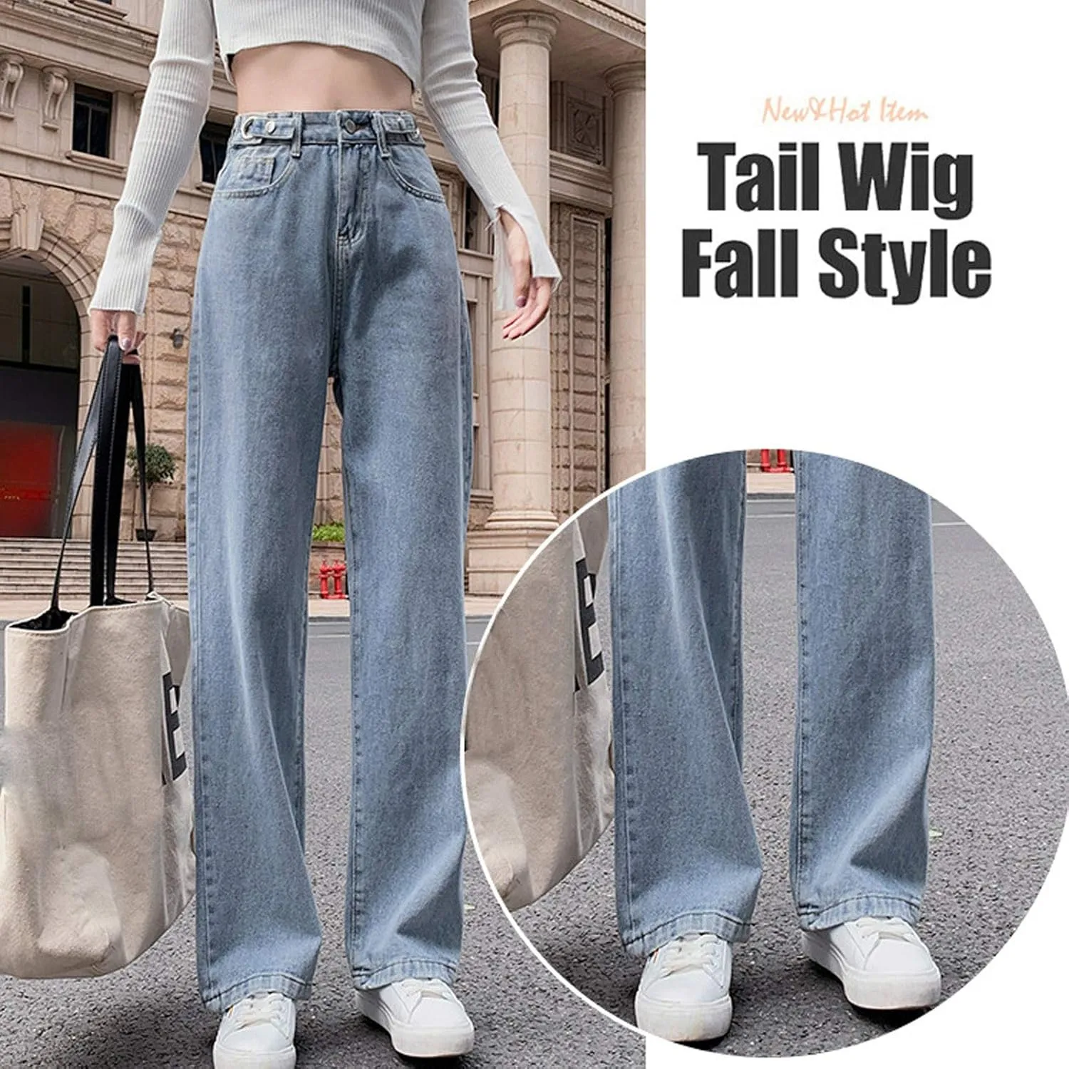 Womens Jeans Stretch Bootcut Y2K Fashion Boyfriend Jeans Skateboard Bell Bottom Harem Pants with Pockets