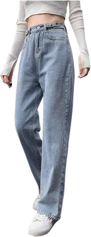 Womens Jeans Stretch Bootcut Y2K Fashion Boyfriend Jeans Skateboard Bell Bottom Harem Pants with Pockets