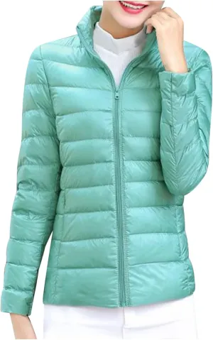 Women's Packable Quilted Jackets Lightweight Full-Zip Puffer Jacket Full Zipped Down Jacket Shakcets Winter Outfits