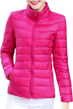 Women's Packable Quilted Jackets Lightweight Full-Zip Puffer Jacket Full Zipped Down Jacket Shakcets Winter Outfits