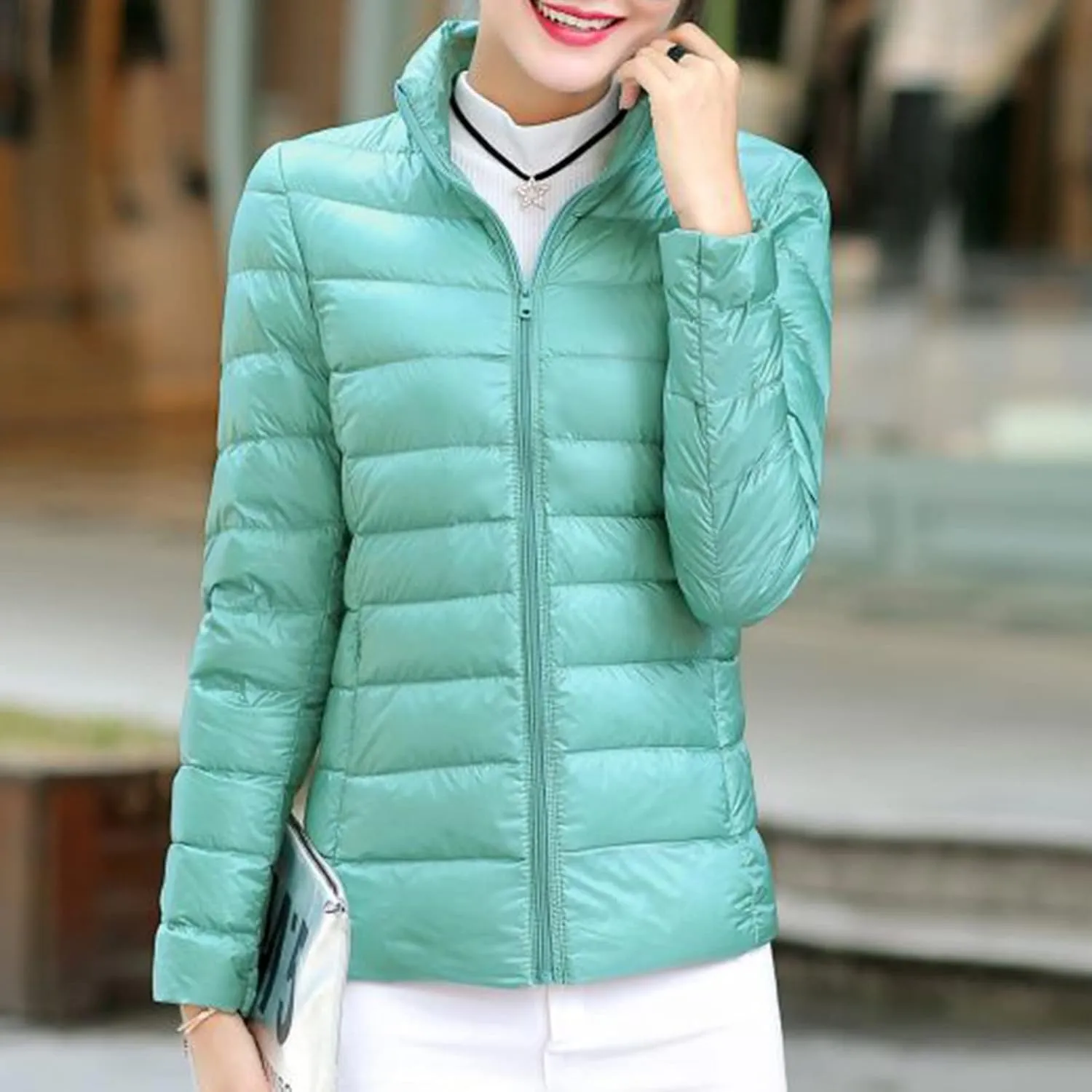 Women's Packable Quilted Jackets Lightweight Full-Zip Puffer Jacket Full Zipped Down Jacket Shakcets Winter Outfits