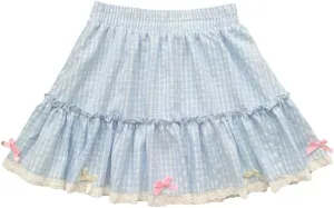 Women's Plaid Mini Skirt Bow Skirt Japanese Preppy Style Pleated Fairy Skirt