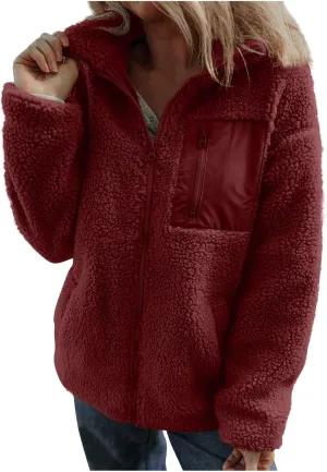 Women's Quilted Jackets Lightweight Fleece Sherpa Lined Coats Long Casual Jacket Winter Warm Collared Tops Outwear