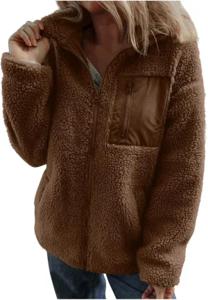 Women's Quilted Jackets Lightweight Fleece Sherpa Lined Coats Long Casual Jacket Winter Warm Collared Tops Outwear