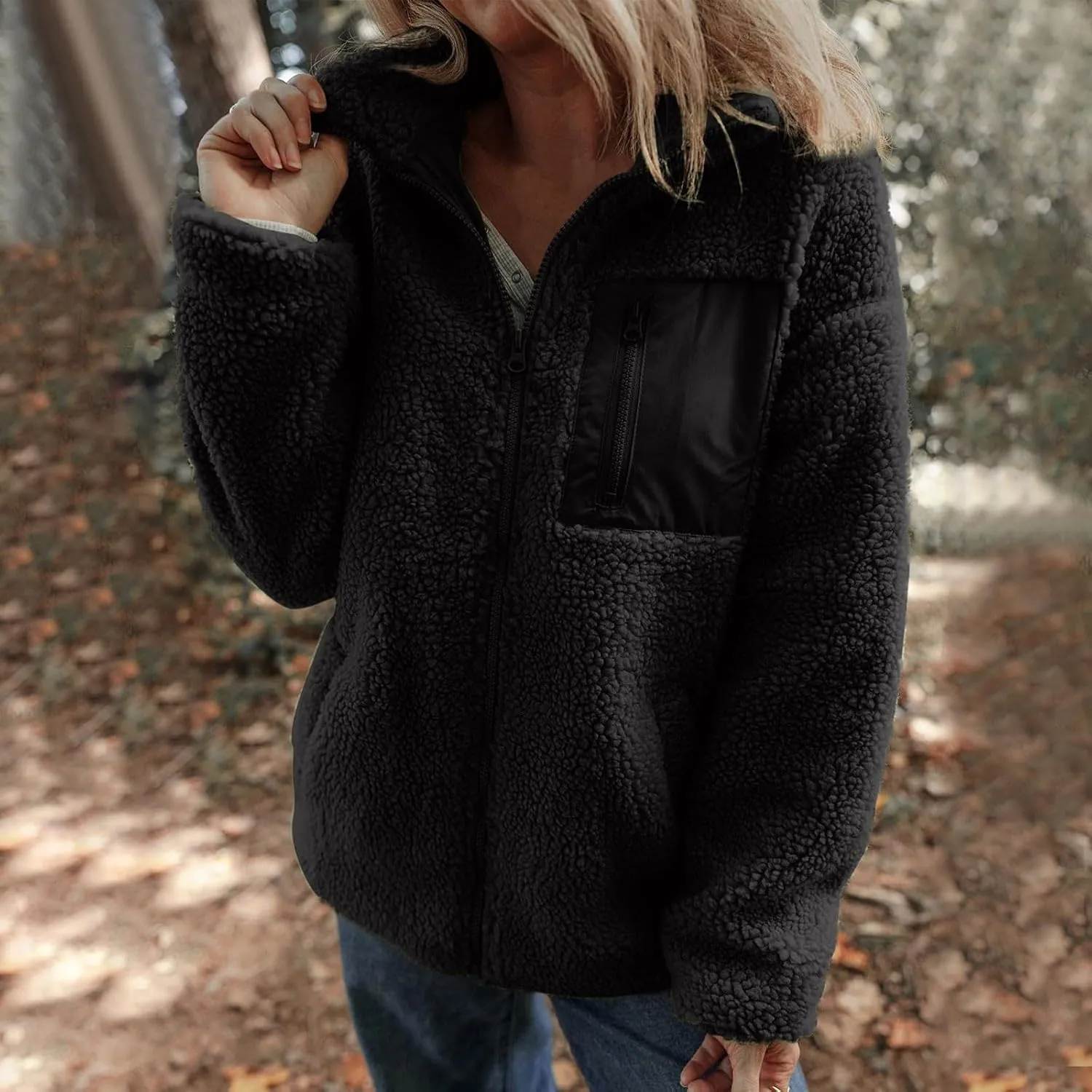 Women's Quilted Jackets Lightweight Fleece Sherpa Lined Coats Long Casual Jacket Winter Warm Collared Tops Outwear