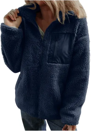 Women's Quilted Jackets Lightweight Fleece Sherpa Lined Coats Long Casual Jacket Winter Warm Collared Tops Outwear