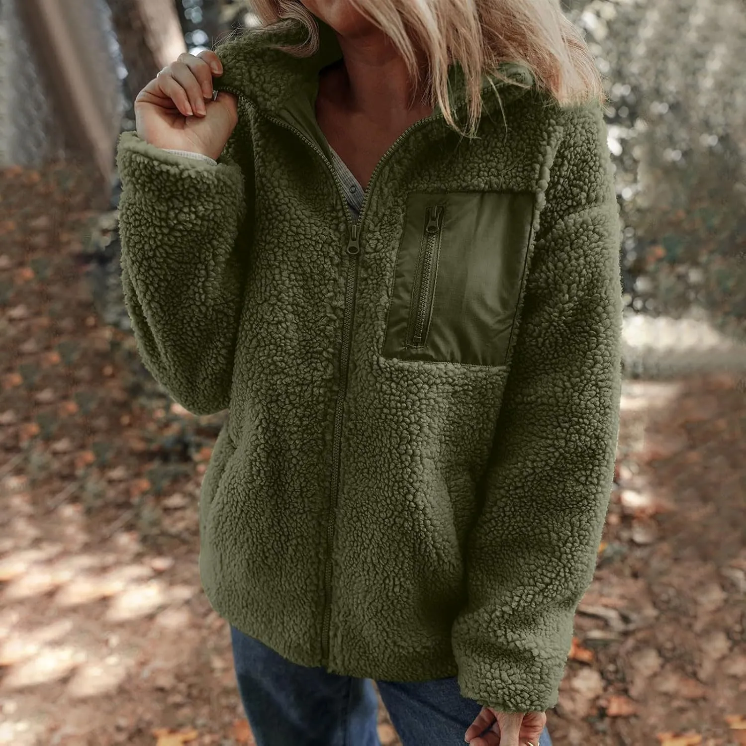 Women's Quilted Jackets Lightweight Fleece Sherpa Lined Coats Long Casual Jacket Winter Warm Collared Tops Outwear