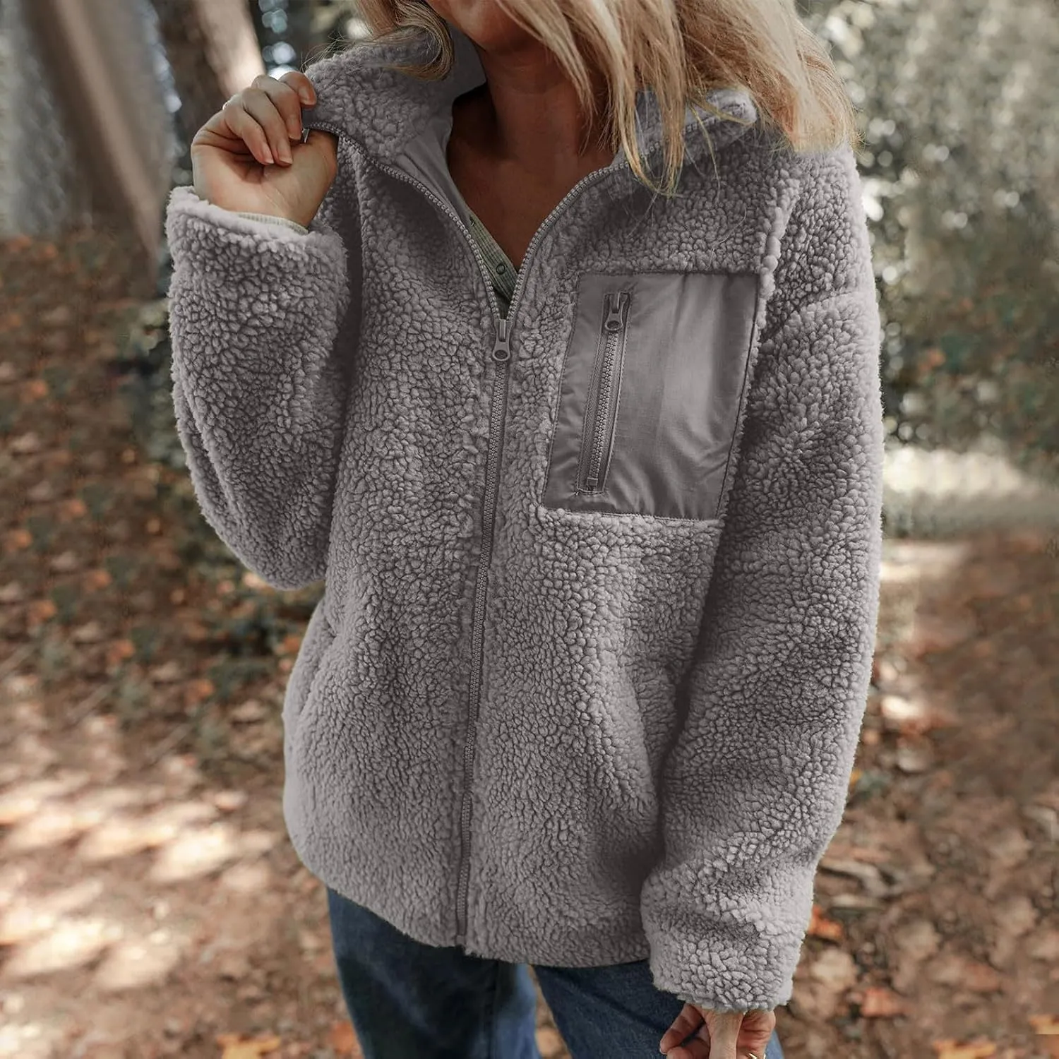 Women's Quilted Jackets Lightweight Fleece Sherpa Lined Coats Long Casual Jacket Winter Warm Collared Tops Outwear
