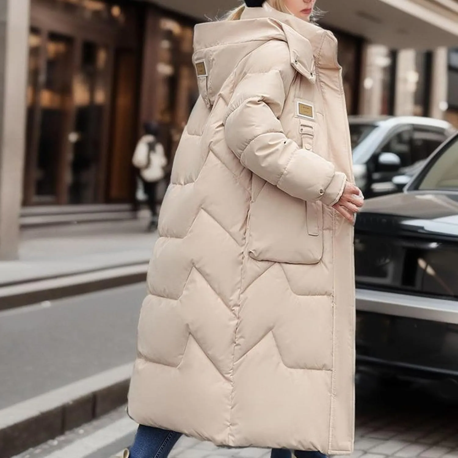 Womens Quilted Puffer Jacket Thick Oversized Down Jackets Lightweight Long Winter Coats Zip Up Baggy Down Outerwear