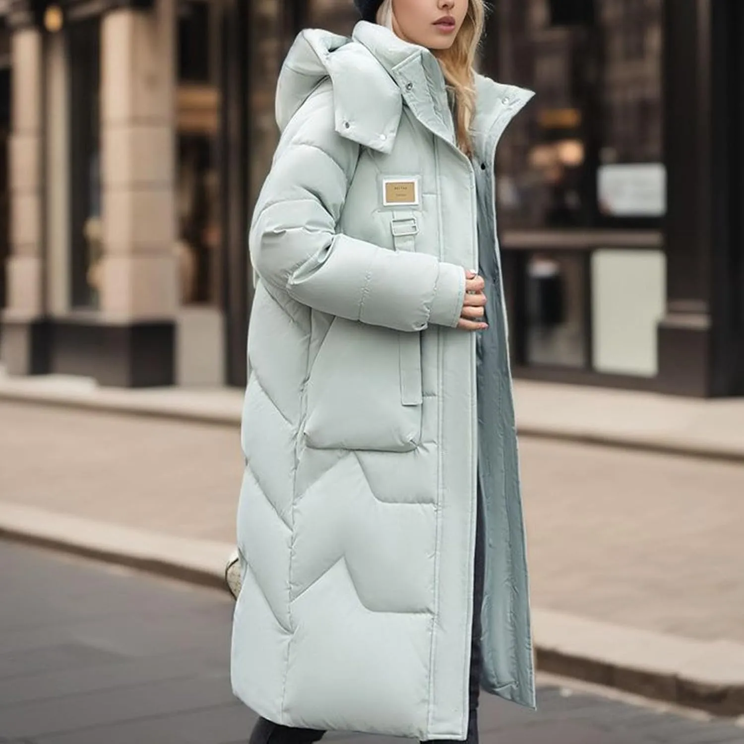 Womens Quilted Puffer Jacket Thick Oversized Down Jackets Lightweight Long Winter Coats Zip Up Baggy Down Outerwear