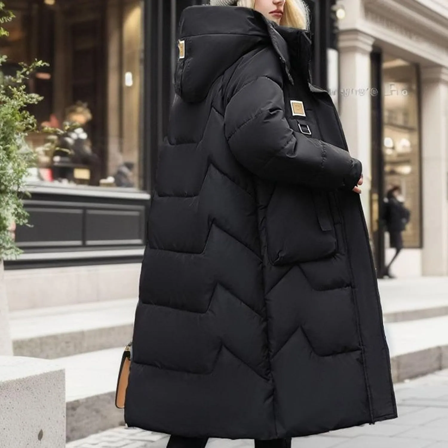 Womens Quilted Puffer Jacket Thick Oversized Down Jackets Lightweight Long Winter Coats Zip Up Baggy Down Outerwear