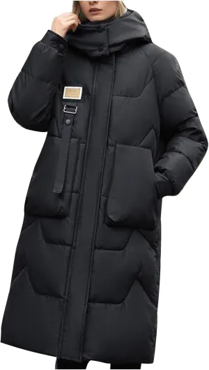Womens Quilted Puffer Jacket Thick Oversized Down Jackets Lightweight Long Winter Coats Zip Up Baggy Down Outerwear